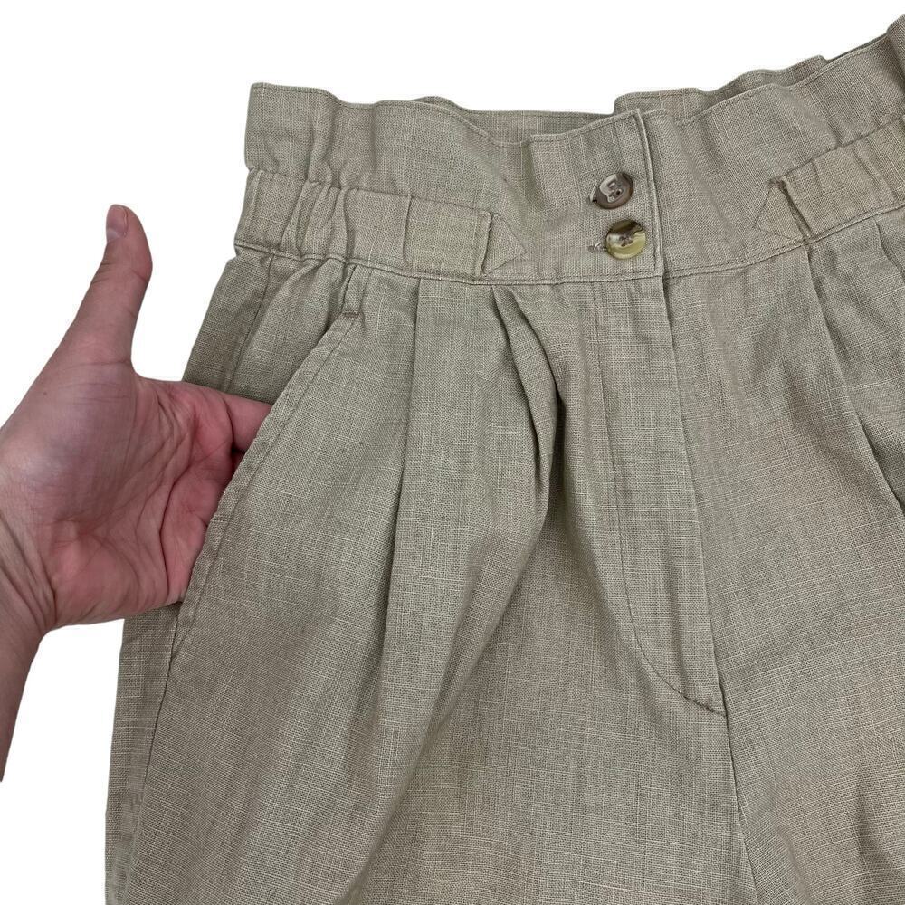 Vintage Paper Bag Trouser Pants Barry Bricken Tan Beige Size 4 - Picture 3 of 7